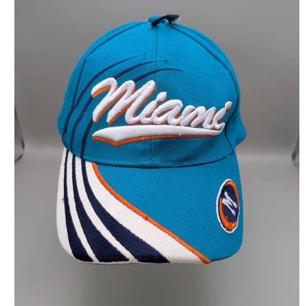 Vintage Miami Dolphins Adjustable 100% Cotton Swirl Wave Hat‎ Cap